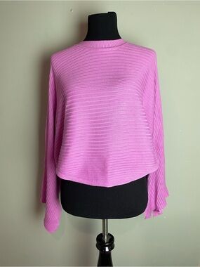 Pink Rose Lilac Ribbed Crewneck Sweater
